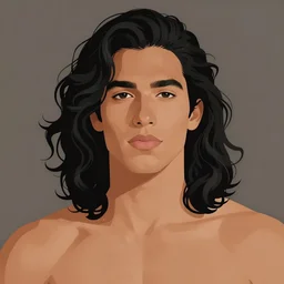 illustration of a handsome!! man with long black curly hair, tan skin, green eyes!!!, anchor goatee | wearing unbuttoned, open, black! & blue!! & pink!! baseball jersey | art by hirohiko araki & jean giraud & artgerm & jack kirby