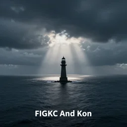 lone dark tower in the center of a serene vast ocean, album artwork, album cover,
