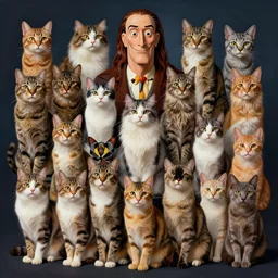 cats by beeple, artgerm, salvador dali, bruce pennington, h. r. giger, makoto shinkai, angus mckie, alex grey, don bluth, gediminas pranckevicius, chris moore, kaja foglio, andre masson, ivan aivazosky, brian despain, chesley bonestell. symbolism