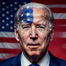 patriotic nightmare of joe biden, american flag hell, perfectly clear face, by j. c. leyendecker and beksinski