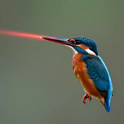 A kingfisher shoots red laser beams from its eyes