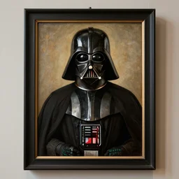 a portrait painting of darth vader from star wars in a renaissance style hanging in the louvre