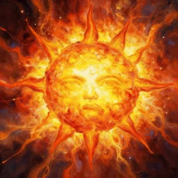 a 1 8 7 0 painting of the sun exploding, painting, digital art, harsh lighting