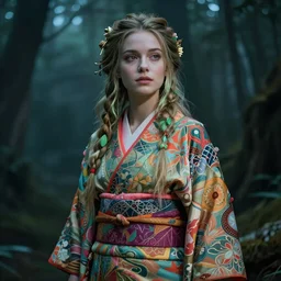 stunning, breathtaking, awe - inspiring award - winning concept art of kiernan shipka as a faerie wearing a colorful kimono, extremely moody lighting, hyper detailed, intricate