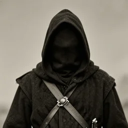 portrait of faceless grim reaper with covered facr, ww1 photo, grainy, high detail, high resolution,