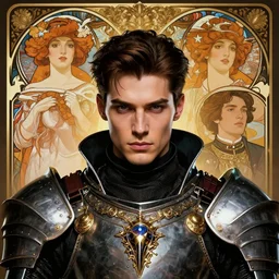 portrait of a handsome cyberpunk knight man, beautiful symmetrical face, fantasy, regal, by stanley artgerm lau, greg rutkowski, thomas kindkade, alphonse mucha, loish, norman rockwell.