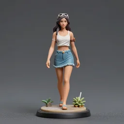 80mm resin detailed miniature of a girls in vacation , clothed in summer , beautiful bone structure, symmetrical facial features, Product Introduction Photos, 4K, Full body