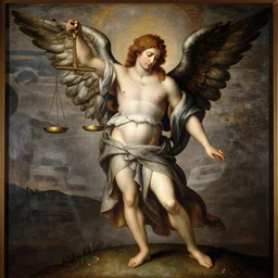 archangel holding a scale, renaissance painting