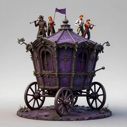 3d sculpt of a gothic circus wagon, artstaton, League of Legends, red dead redemption2, overwatch, digital illustration