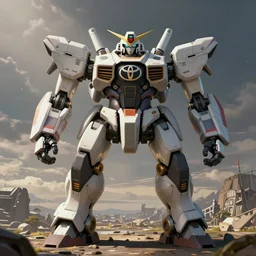 a concept art of a toyota combat mech, with a big toyota logo in the body, artstation