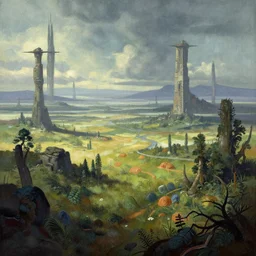 a sci - fi landscape in the style of greg rutkowski