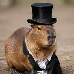Photo Of A Capybara With A Tophat And A Suit, 4K, Photorealistic, Award Winninf