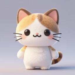 a cute kawaii calico cat plushie, 3 d render, octane, weta, ilm