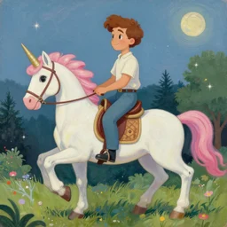 a painting of a woke man riding an unicorn, a storybook illustration by Lisa Frank, featured on pixiv, magical realism, irridescent, storybook