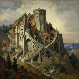 a painting of the tower of babel, in the style of caspar david friedrich