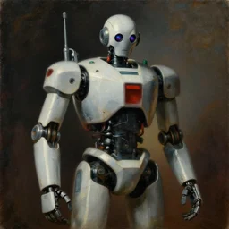 a painting of robot, painting masterpiece, cinematic, by rembrandt