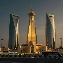 Cyberpunk version of Riyadh, Saudi Arabia