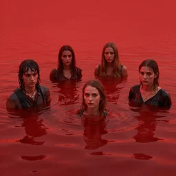 tokyo flooded with red colored water, 4 k, rtx, volume light, concept, studio matte painting, artstation, artur tarnowski, mihai muscan, marcin tomalak, marta leydy, marcin stepien, charlotte hughes