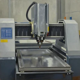 “A detailed oil painting of a CNC milling machine by Isaac Levitan”