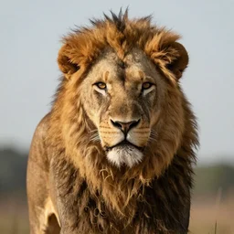 real life frontal face centred portrait, Confident, Fearless, Lionhearted, noble, realistic, golden hour, sharp focus