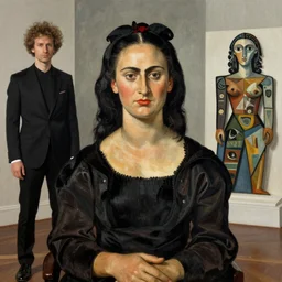 Gioconda by david caspar friedrich, hr giger, Jean-Michel Basquiat, pablo picasso, botero