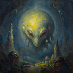 a beautiful painting of an alien world, ray traced lighting by jean claude mezieres