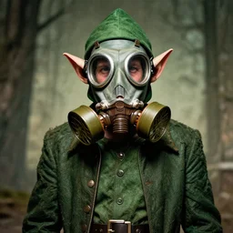 elf with gas mask, stoner album art by arik roper