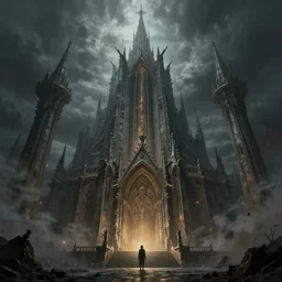 old gothic cthulhu temple in r'lyeh by anton fadeev, matte painting, dynamic lighting, ultrarealistic, cinematic, octane render, trending on artstation, 8 k