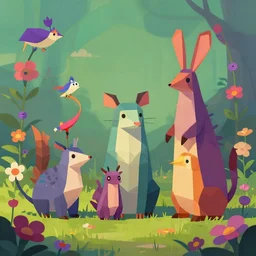 low poly, pixar, surreal hybrid animals, nostalgia for a fairytale, magic realism, flowerpunk, mysterious vivid colors by mattey, gediminas pranckevicius