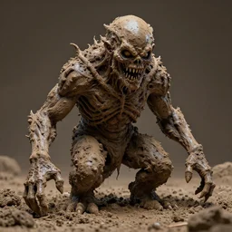hyper realistic highly detailed terrifying entity only made of realistic mud. perfect mud texture. photography render.
