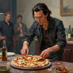 hyper detailed 3d render like a Oil painting - nick cave baking pizza by Jacek Yerka, Mariusz Lewandowski, Houdini algorithmic generative render, Abstract brush strokes, Masterpiece, Edward Hopper and James Gilleard, Zdzislaw Beksinski, Mark Ryden, Wolfgang Lettl, hints of Yayoi Kasuma, octane render, 8k