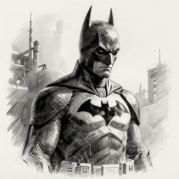 A cyberpunk batman, sketch, drawing, pencil,
