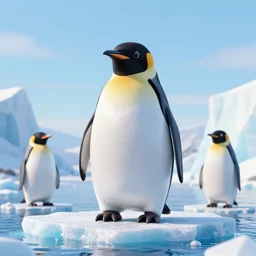 a penguin on an iceberg, 3 d render octane, trending on artstation