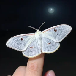photorealistic intricate white moth at night on a finger, cgsociety, by john atkinson grimshaw, by george stubbs, by virgil finlay, h. r. giger, eerie, dreamlike