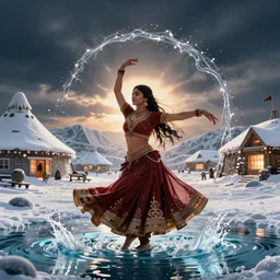 VFX movie of a Indian woman dancing with magic water in an Eskimo village by Emmanuel Lubezki