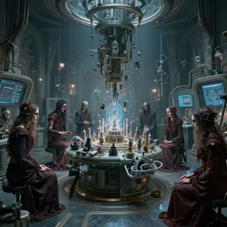 vile souls being mass - produced on well - lit cyber gothic creation chamber, advanced, fantastic reality, 8 k resolution