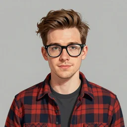 an original jean giraud digital art painting of a portrait of a typical hipster millennial, lumberjack flannel, thick - rimmed glasses