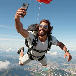 Jesus taking a selfie while skydiving, gta artstyle, hyperdetailed, artstation, accurate, octane render, 8k
