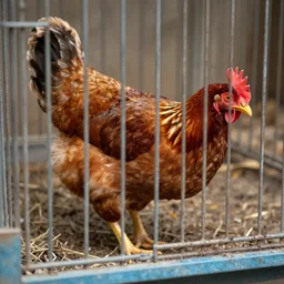 chicken escaping a cage