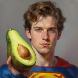 avocadoman is a superhero, artgem, digital painting, color painting, hyperrealistic, concept art, oil painting, masterpiece, concept art, trending on deviantart, realistic and detailed face, highly detailed, high quality, 8 k, soft lighting, fancy colors, fantasy, cinematic, high coherence
