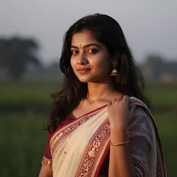 portrait of a beautiful Bangladeshi girl at dawn, 8k, 55m lens,