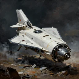 starship painting spaceship crashed by hubert robert detailed