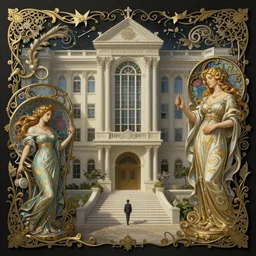 Yonsei University math department, fantasy, intricate, elegant, highly detailed, digital painting, artstation, concept art, matte, sharp focus, illustration, art by Artgerm and Greg Rutkowski and Alphonse Mucha