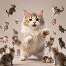 gargantuan kitten exploding into a million little kitties