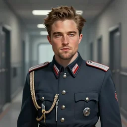 high detail portrait of robert pattinson as ss standartenfuhrer, in gestapo hallway, detailed, digital illustration, concept art, smooth, sharp focus, art by brothers hildebrandt, and alex grey