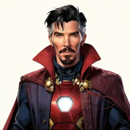 Portrait of doctor strange in Iron man's armor, graphic novel, art by Ardian Syaf