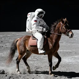 an astronaut riding a horse on the moon
