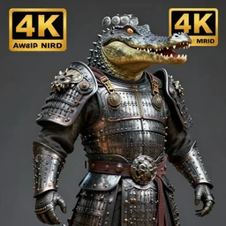 photo of a warrior with metal crocodile themed armour, highly detailed, 4 k, hdr, smooth, sharp focus, high resolution, award - winning photo