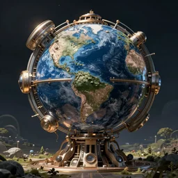 earth machine, intricate solarpunk illustration by tim doyle