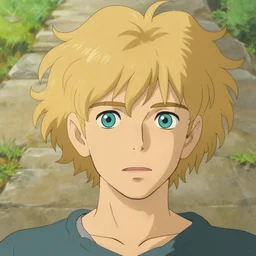young man with medium - length, curly, golden hair, perfectly proportioned face, aquamarine eyes, sorrow, natural lighting, path traced, highly detailed, high quality, cartoon, digital painting, by new haicheng and studio ghibli